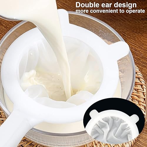 Miniatura 7 de DanziX - Colador de malla de nailon fino de 3 piezas, colador de malla de plástico con asa, herramienta de cocina para filtrar leche de soja, jugo,