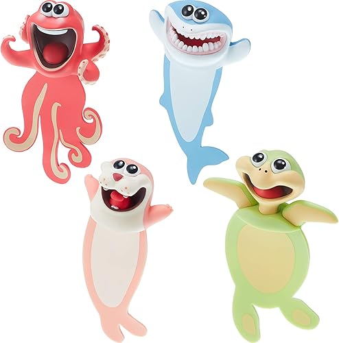 Marcapáginas de animales de dibujos animados en 3D, 4 piezas, divertidos marcapáginas de lectura, marcapáginas locas, bonitos marcadores aplastados disponible en Yaxa Venezuela