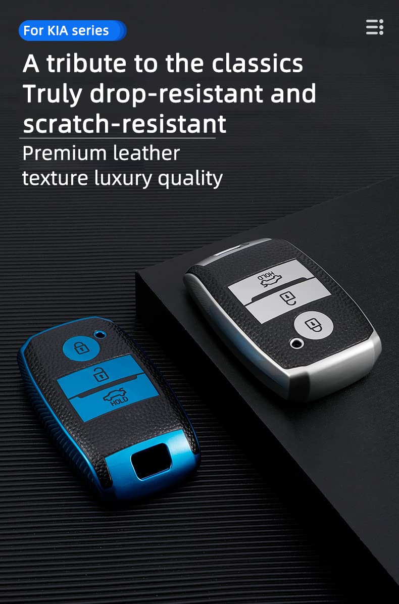 KUNIO Key Fob Cover fit for Kia Sportage Rio NIRO Sorento Stonic Ceed 2 Picanto GT Line Picanto X-line Soul K3 KX3 Keyless Key Protection Key Cover TPU Key Cover Case 3 Buttons D Blue - Image 4