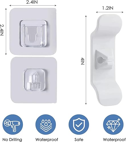 Miniatura 7 de Kit organizador de cables de 5 piezas con soporte para regletas de alimentación y 2 organizadores de cables para electrodomésticos envoltura de