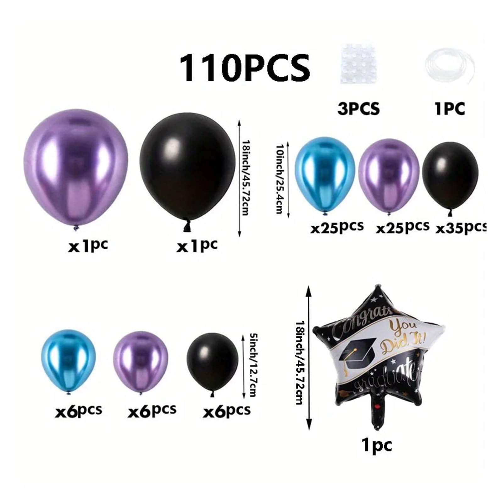 149-teiliges Ballonbogen-Kranz-Set In Schwarz, Lila Und Blau for Abschlussfeier, Hochzeit, Geburtstag, Party, Jahrestag, Dekoration Für Partys