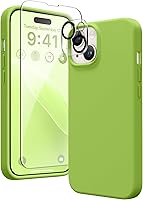 Vista 1 de Funda de silicona para iPhone 14, con 2 protectores de pantalla + 2 protectores de lente de cámara, forro de microfibra suave antiarañazos, funda