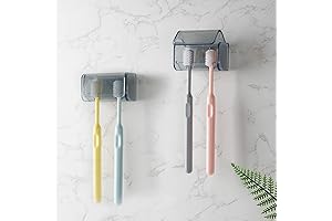2-Pack Wall-Mounted Toothbrush Holders with Protective Covers in Classic Grey