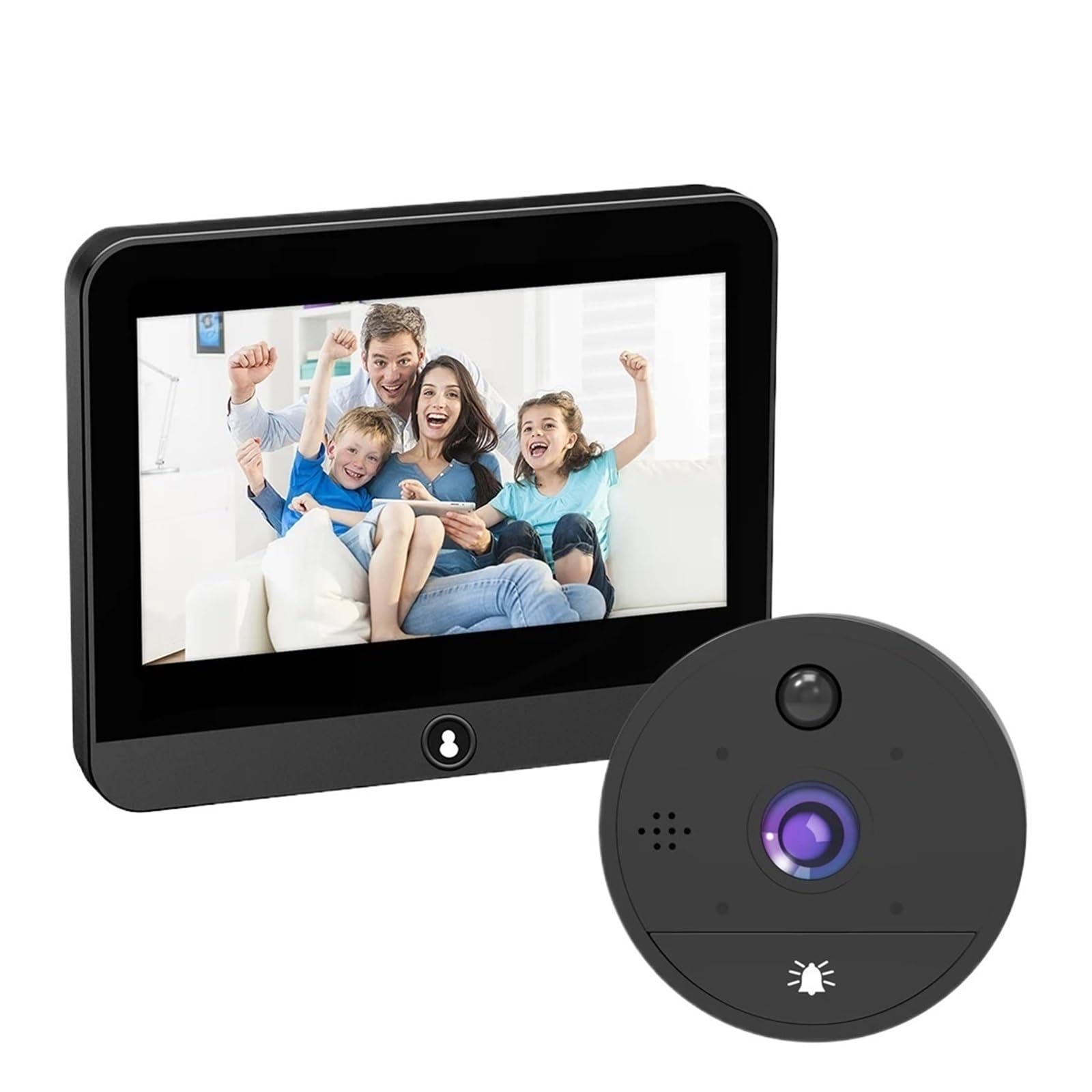Yfdgd Door Cam 128G Tuya 2Mp 2.4G Wifi Door Eye Camera 5000Mah Battery Wireless Video Doorbell Infrared Light Intercom Cameras Clear Display All Weather Guarding(Door Cam 128G)