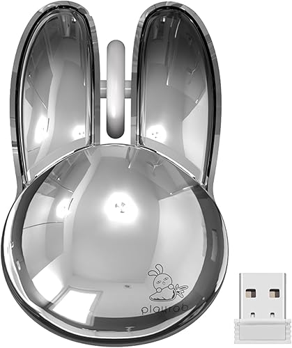 Elegante ratón inalámbrico de 2.4 GHz, ratón inalámbrico con forma de conejo con receptor USB, ratón portátil de 3 botones para adolescentes