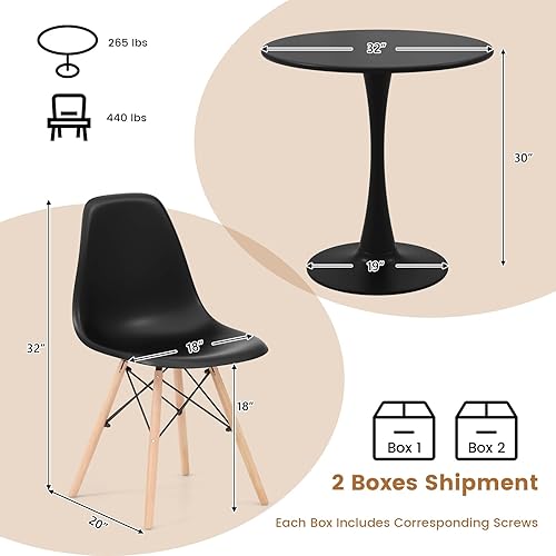 Miniatura 7 de Giantex Juego de mesa de comedor de 3 piezas para 2, juego de mesa de comedor de cocina compacto con mesa redonda de 32 pulgadas y sillas DSW, juego