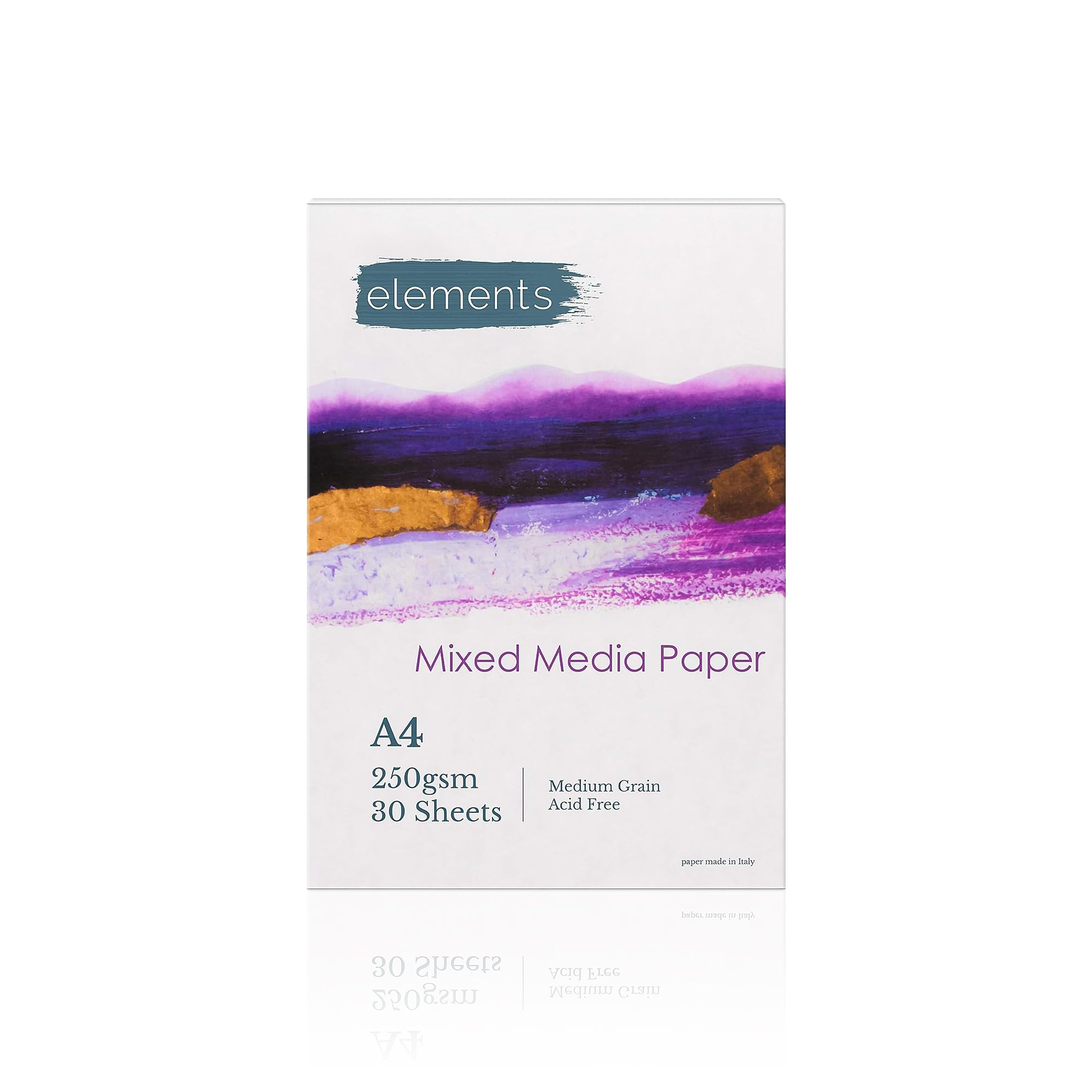 Elements White A4 All Media Artist Pad – Glue Bound, 250Gsm Cold Pressed, 30 Acid-Free Sheets Painting Paper, Mixed Media Sketchbook Drawing & Sketching