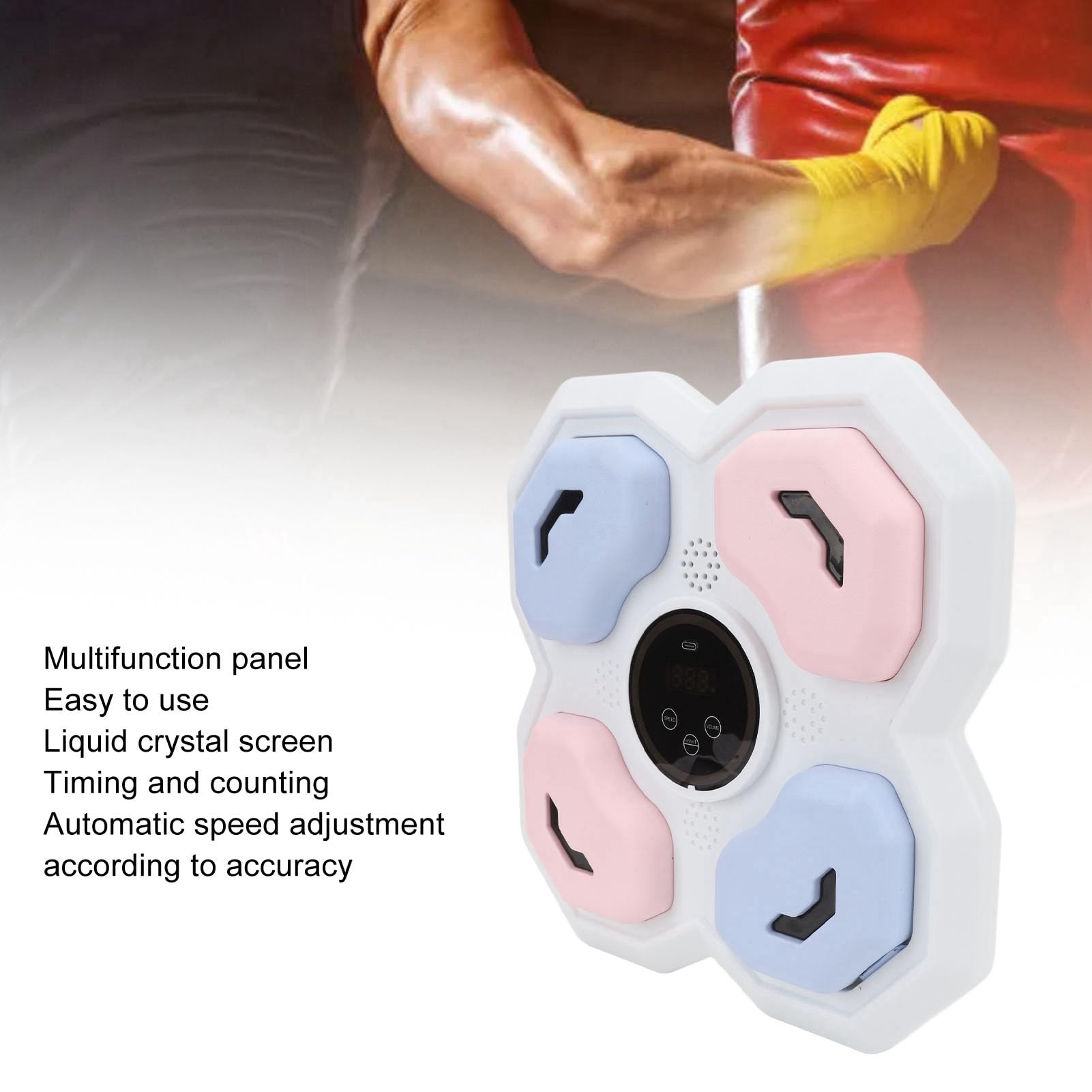 Cryfokt Máquina de Boxeo Musical, Entrenador de Boxeo Inteligente Bluetooth Montado en la Pared, Objetivo de Perforación Electrónico con Sincronización Dinámica de Música, Múltiples Modos de