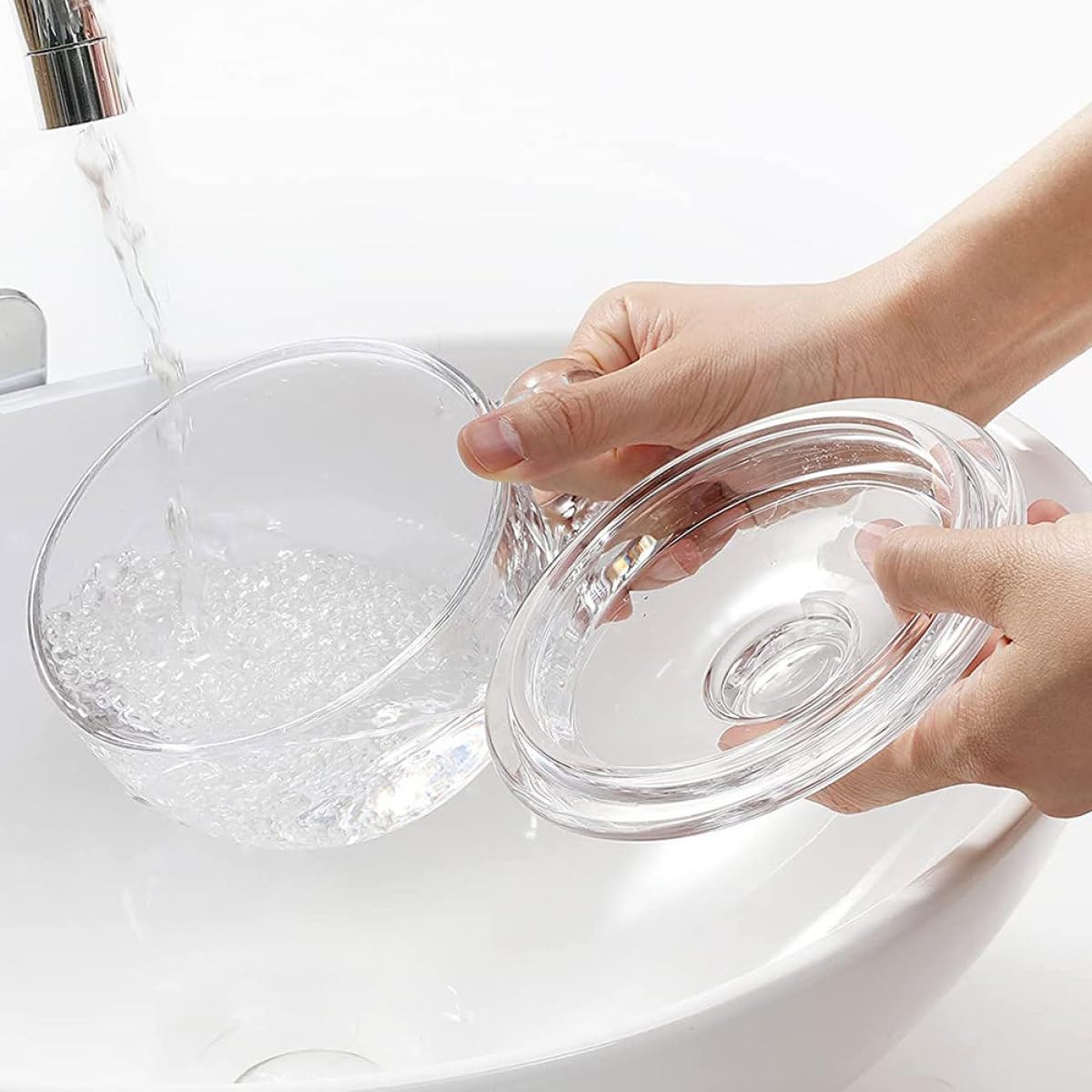 ifundom Suppenschüssel aus Glas 450ml mit Deckel und Griff Müslischale für Frühstück und Küche Komfortabler Griff Hält Speisen Sauber im Restaurant und Zuhause