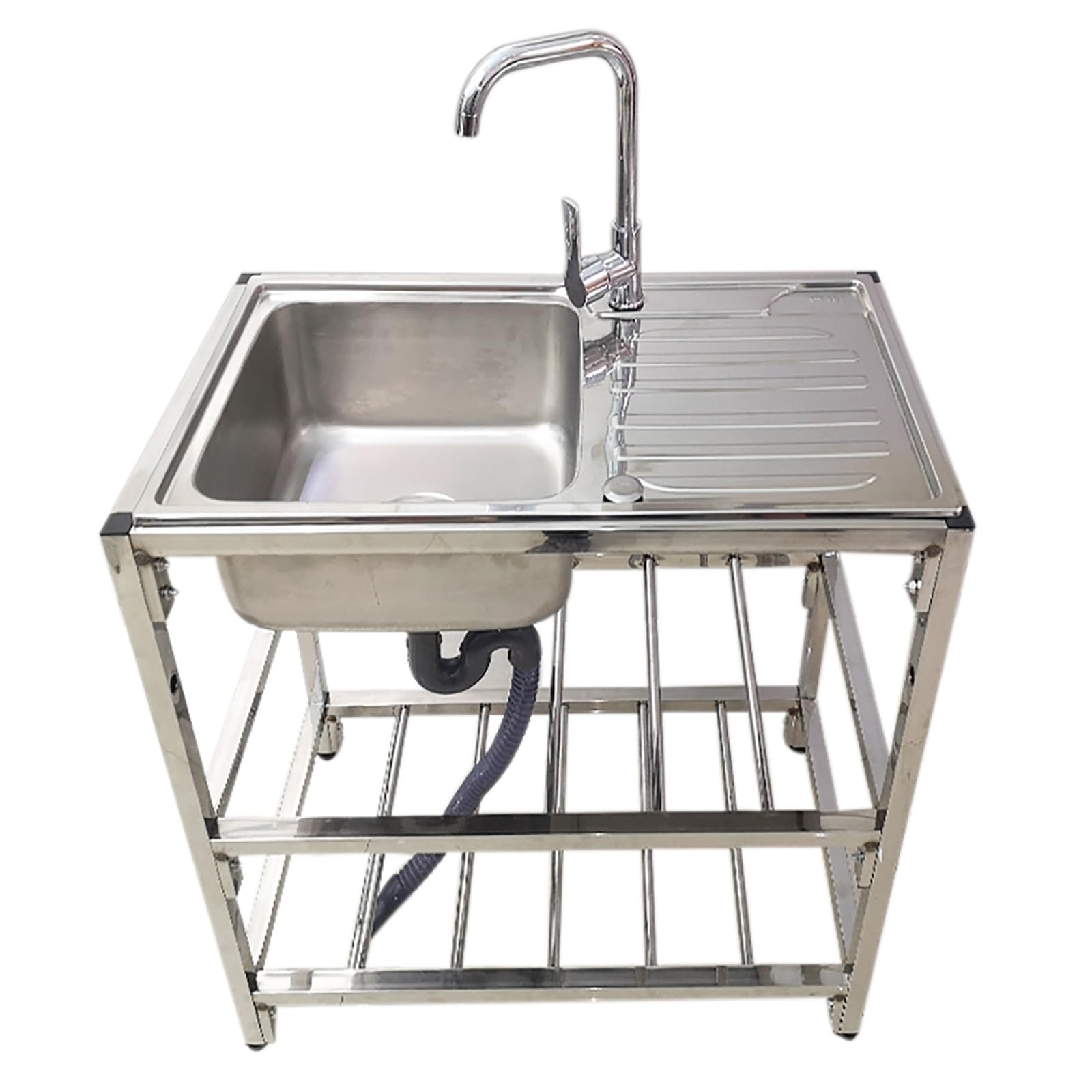 fregadero de acero inoxidable, Fregaderos de exterior con escurridor y estantes for guardar el