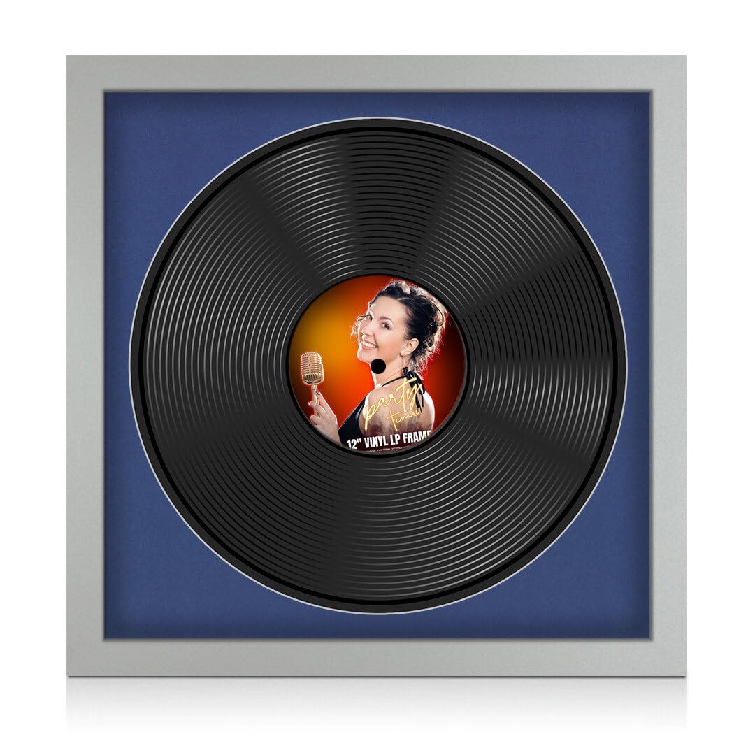 Procut Global 16x16" Silver Vinyl Record Frame for 12 Inch LP Disc- Round Display Photo Frame for Vinyl CD Records