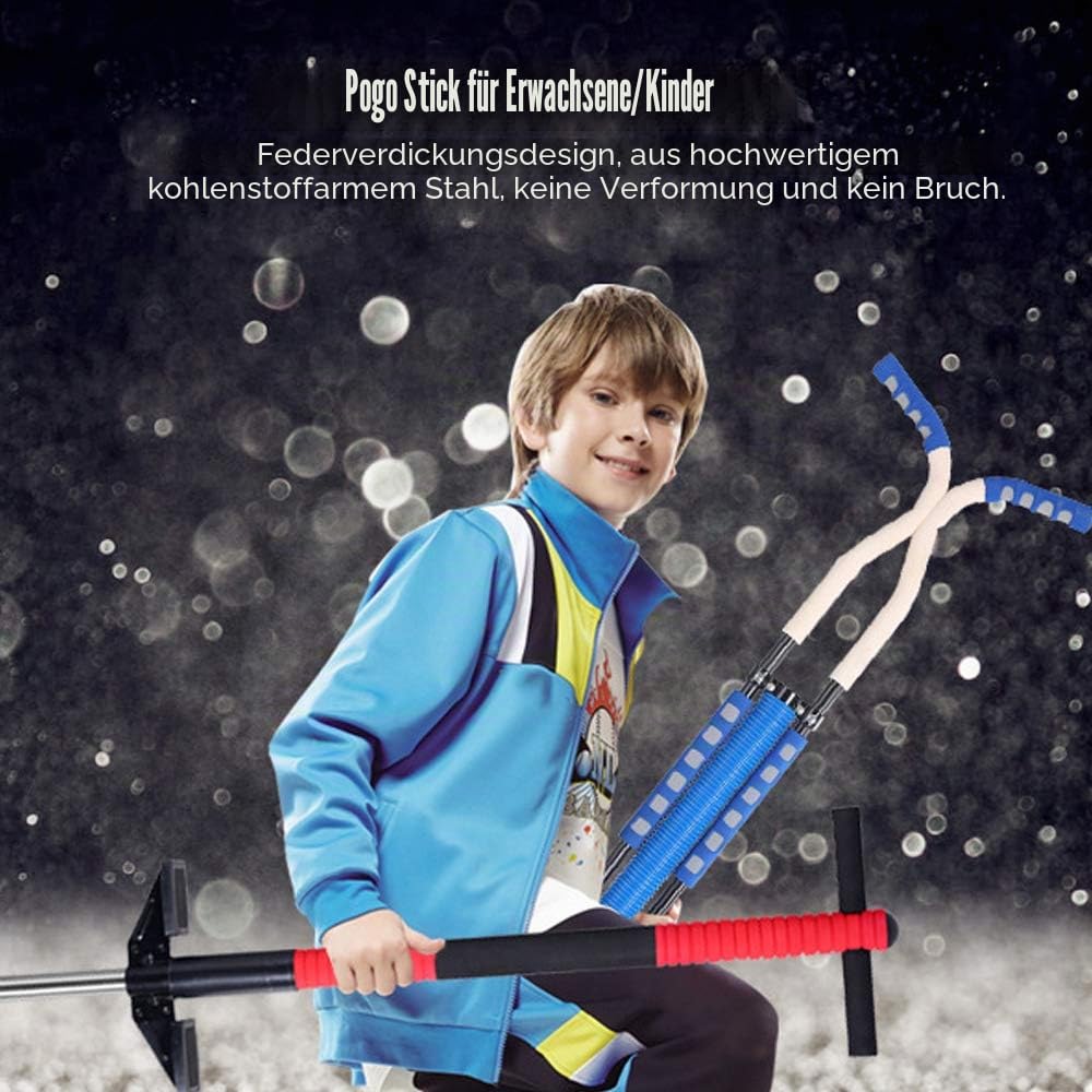 Pogo Stick für Erwachsene Kinder im Alter von 9 Feeder Grip Anti-Rutsch-Griff Sticks Outdoorspielzeug für Jungen Mädchen für Anfänger (Schwarz)