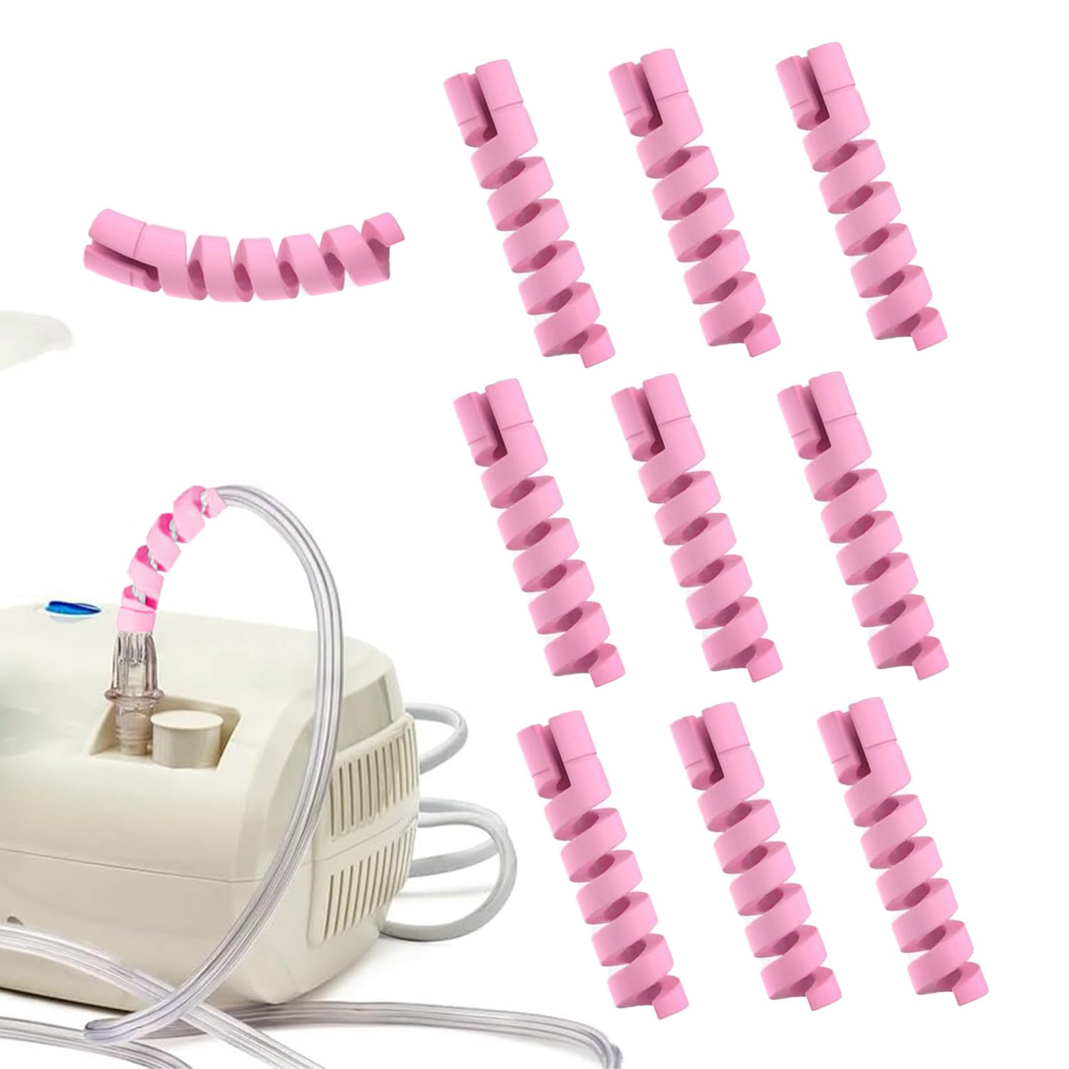 10 Pack Oxygen Tube Support Crimp Straightener, Oxygen Tubing Support | Oxygen Tubing Support Accessories, Keeps Hose From Kinking, Reusable, Pink, Fits Any Oxygen Concentrator Tube