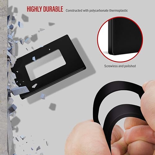 Miniatura 3 de ENERLITES SI8831-BK-SL - Placa decorativa sin tornillos para tomacorriente, segura para los niños, 1entrada, 4.68 x 2.93pulgadas, policarbonato