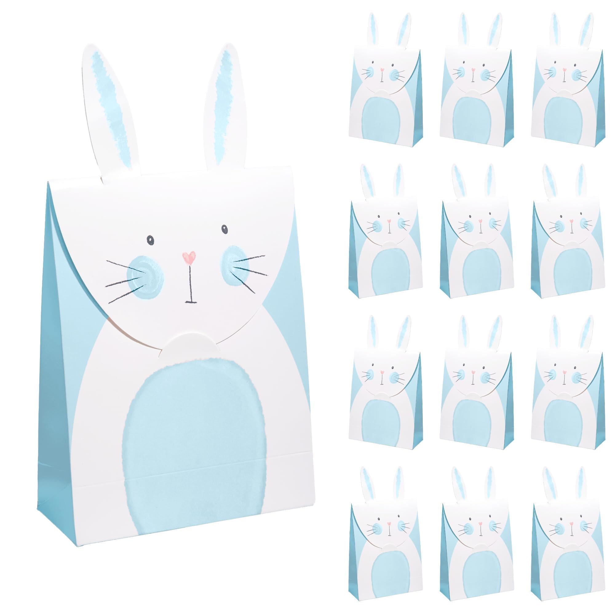 Cheerland Easter Bunny Gift Bags Blue Bunny Party Favor Bags for Birthday Decorations Baby Shower Goodie Bag Rabbit Birthday and Garden Spring Tea