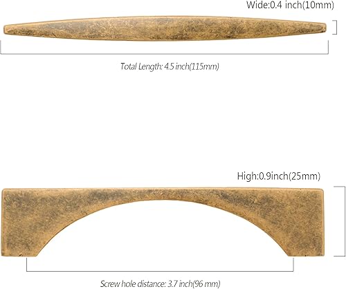 Miniatura 5 de Asidrama Paquete de 10 manijas de gabinete de cocina de latón antiguo de 3.75 pulgadas (3.780 in), tiradores de gabinete, accesorios de gabinete de