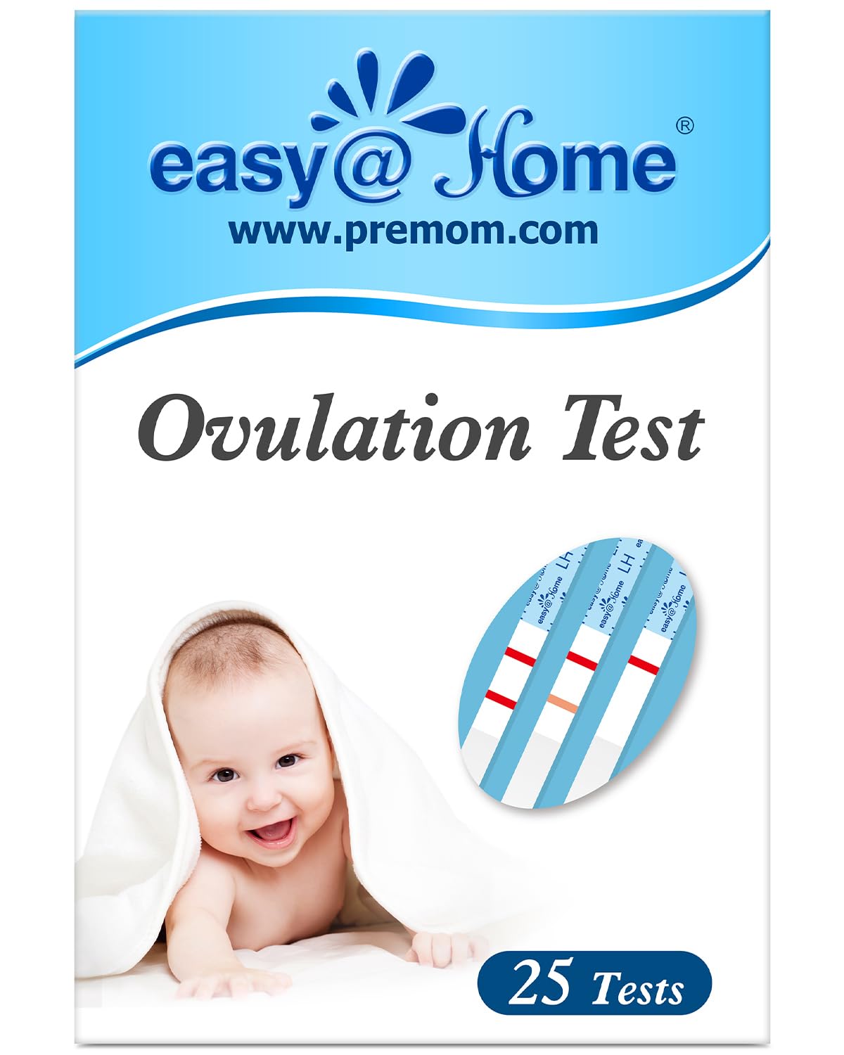 Ovulation Test Strips, 25 Pack Fertility Tests, Ovulation Predictor Kit, Powered by Premom Ovulation Predictor iOS and Android App, 25 LH Strips