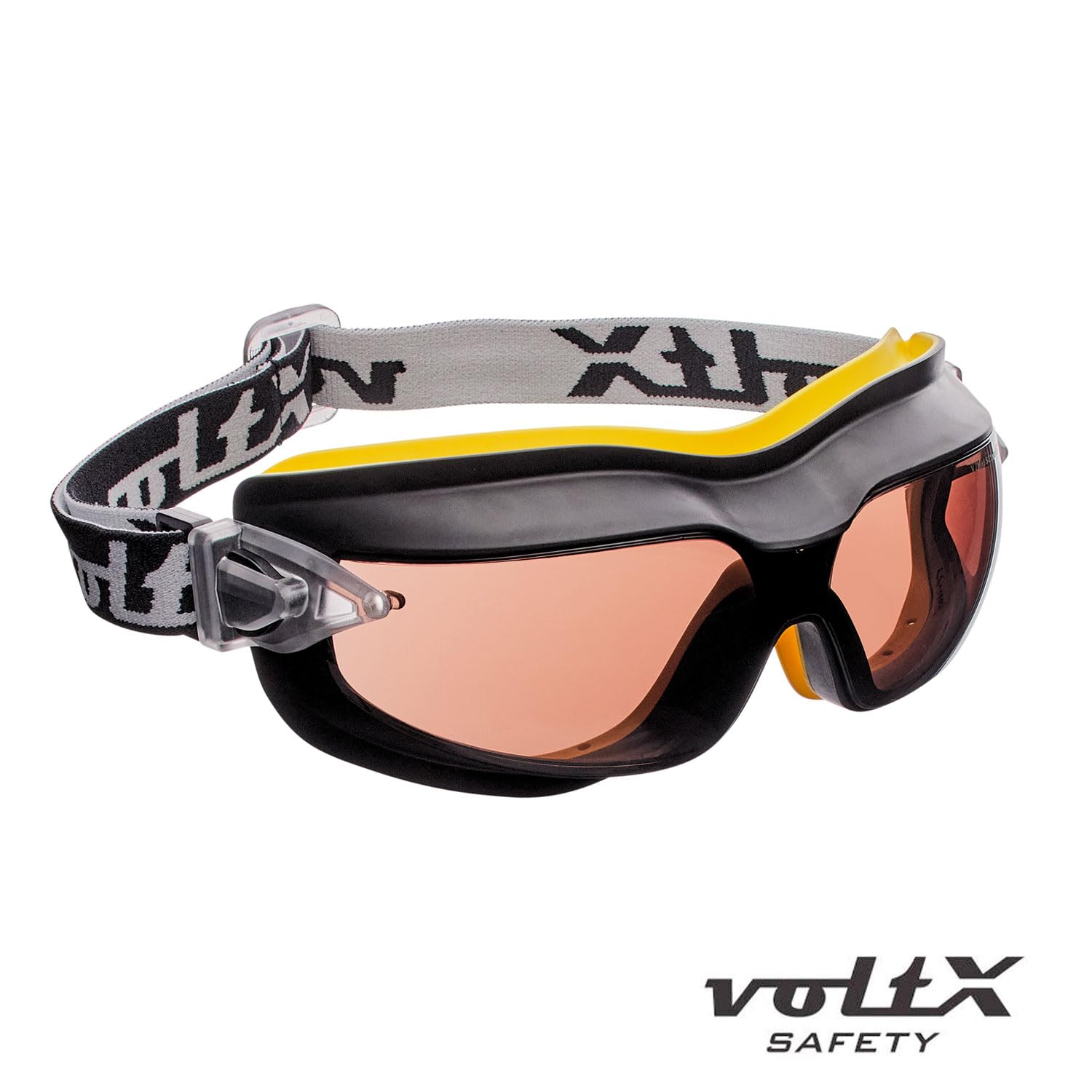 voltX GT DEFENDER Compact Ventilated Safety Goggles Brown, CE EN166FT Certified, Anti fog coated. Includes Microfibre carry bag - Image 2