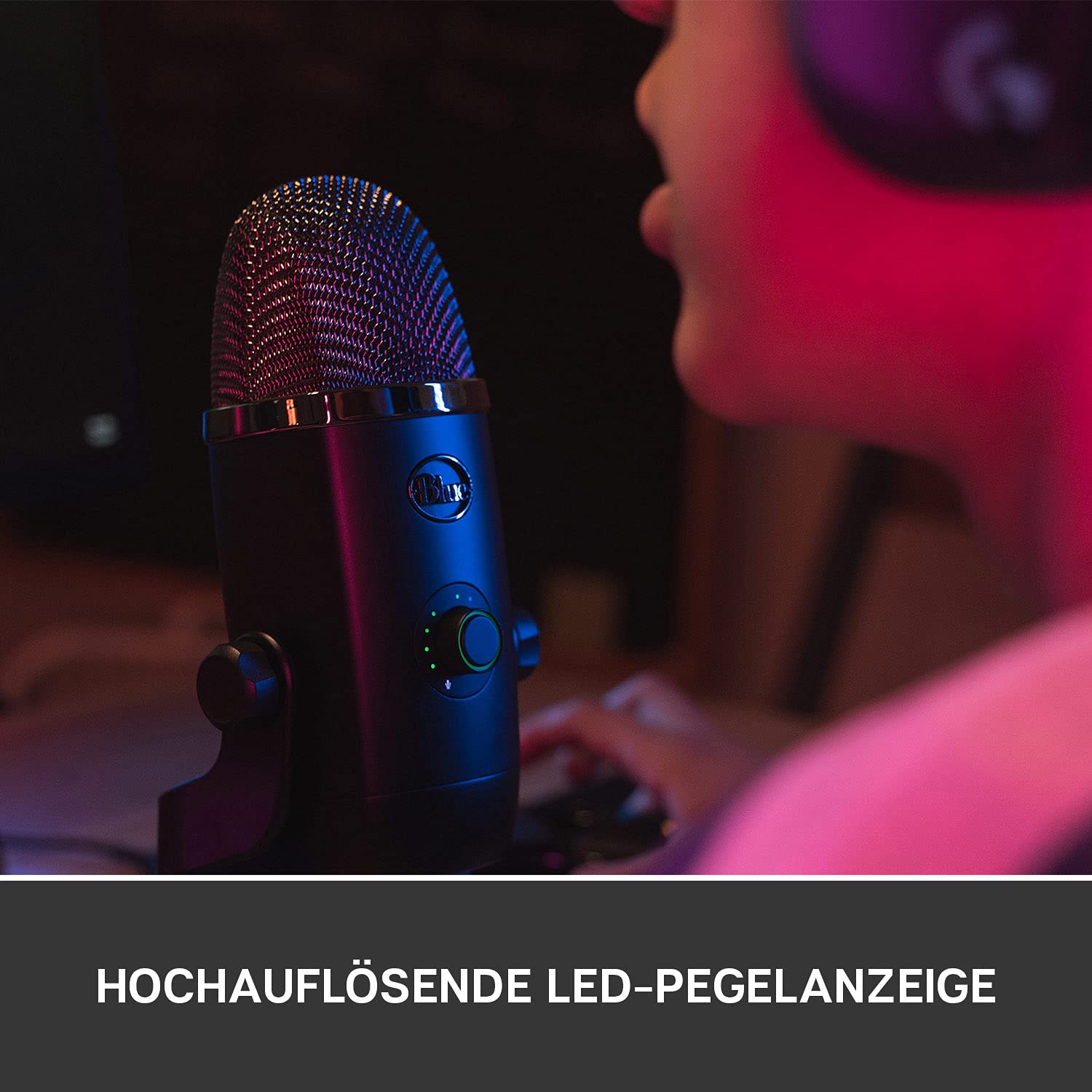 Blue Yeti X Professionelles Kondensator-USB-Mikrofon, Hochauflösende Messung und Blue VO!CE Effekte, LED-Beleuchtung für Aufnahmen, Streaming, Gaming, Podcasting auf PC und Mac - Schwarz