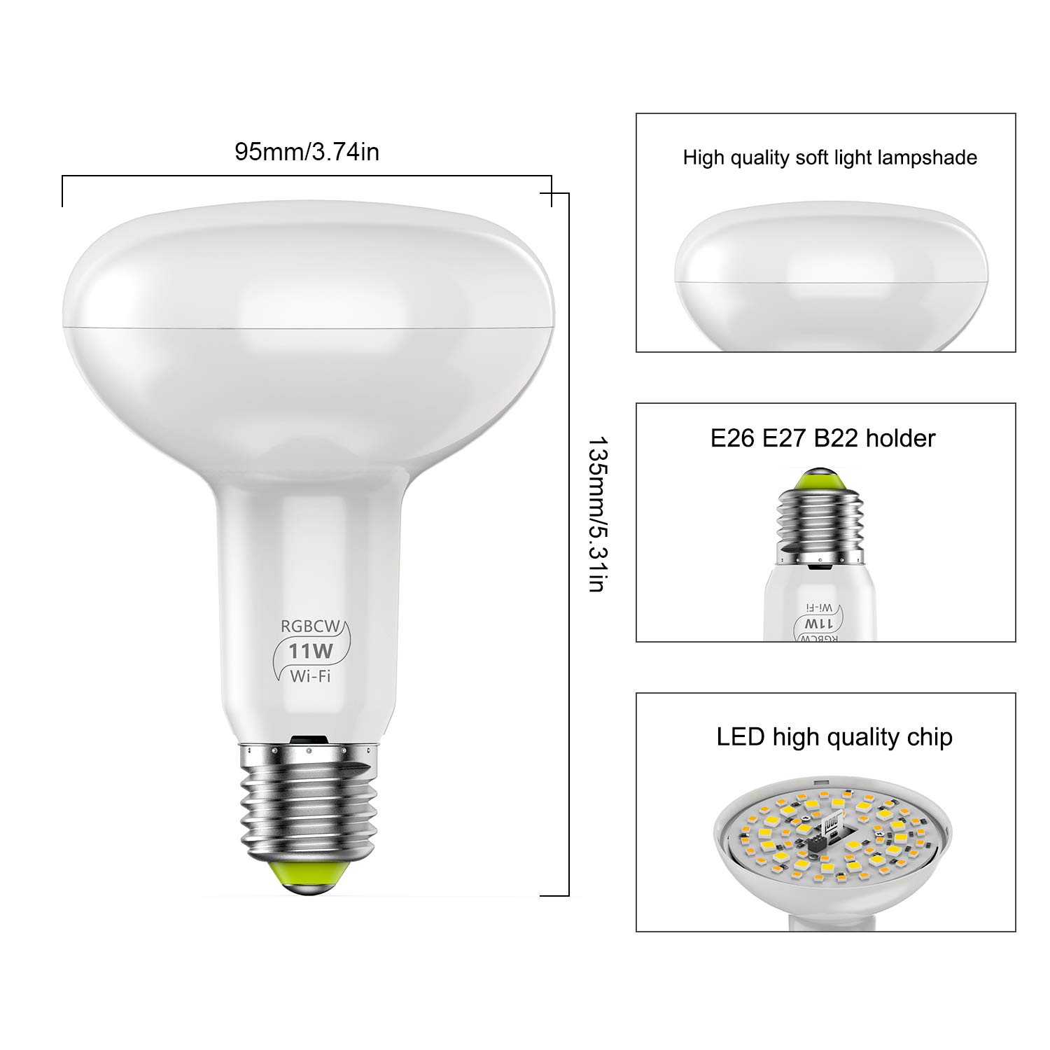 4 pièces Ampoule Connectée LED WiFi Intelligente Dimmable, E27 Smart Ampoule compatible avec Alexa et Google Home, Ampoule RGB Dimmable Colorée, Ampoule d'Ambiance - Blanc chaud blanc froid (11W)