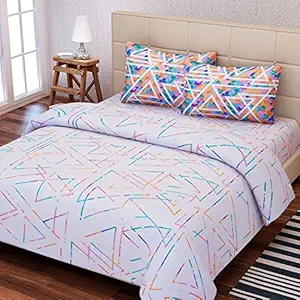 SEJ by Nisha Gupta Cotton Bedsheet for Double Bed with 2 Pillow covers-SBMW048-Multi