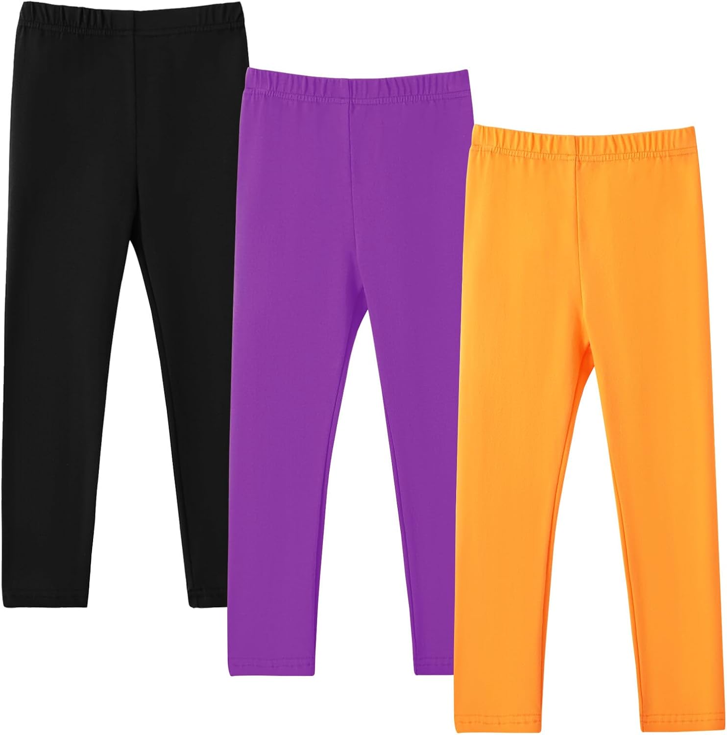 HILEELANG Cotton Leggings, Soft Stretch Pull-On Pants for Kids, Basic Solid Color Leggings, Sizes 4–14 Years