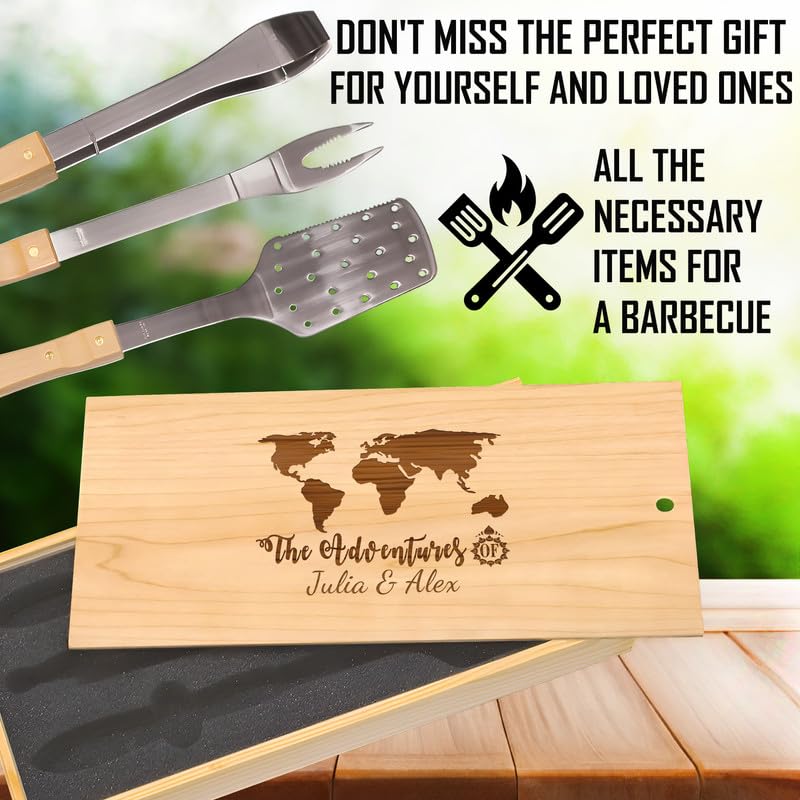 Set de parrilla personalizado con mapa mundial y caja elegante miniatura 6