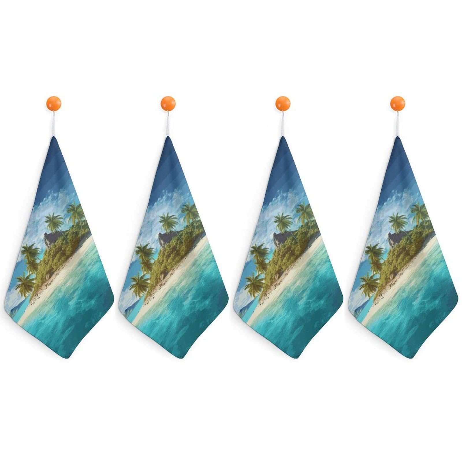 LDGSUPH Tropical Island Hand Towels Fashion Hand Face Towel with Hanging Strap Absorbent Soft Decorative Towel Fade Resistant Cozy Face Cloths for Kitchen Gym Bathroom Towels 4PCS