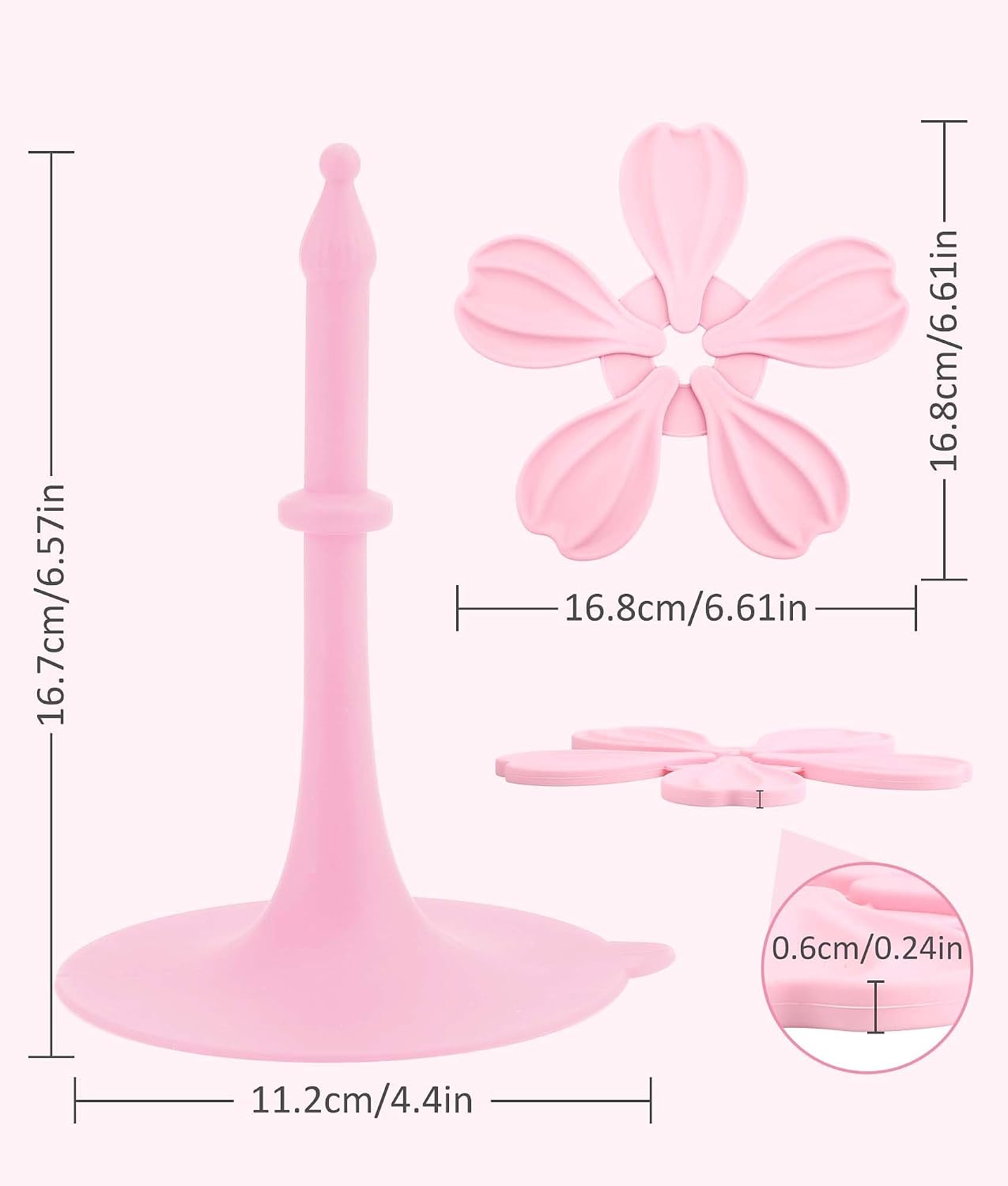 Silicone Trivet Mat - 6 Flower-Shaped Silicone mats + 1 Stand, Non-Slip & Heat Resistant Kitchen Hot Pads for Table & Countertop, Multifunctional Mats can Hold Coffee, Plates