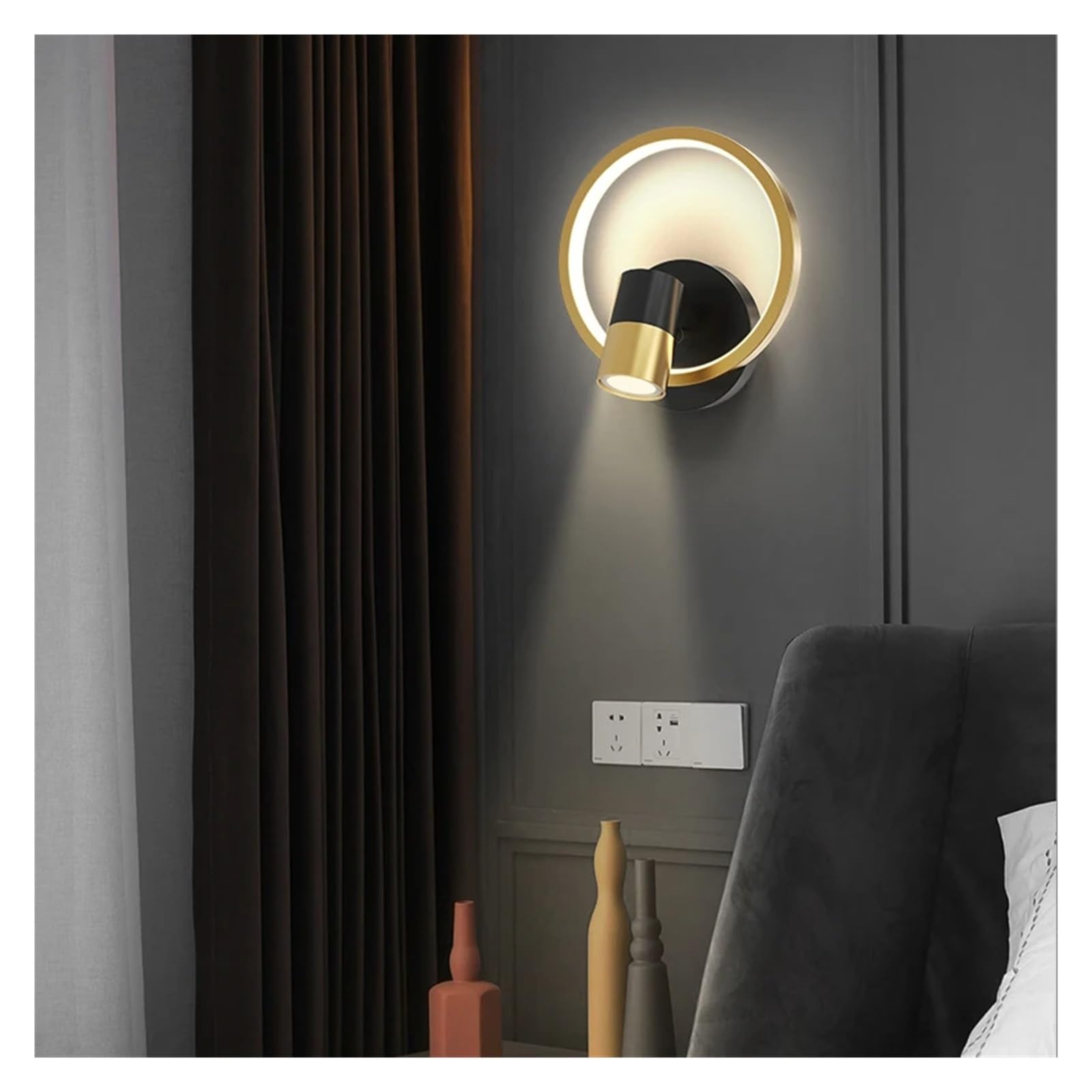 SMCCYYSD Aluminum Wall Lamp with Spotlights Rotatable - Bedside Reading Light Aisle Corridor Bedroom Cloakroom,for Hall