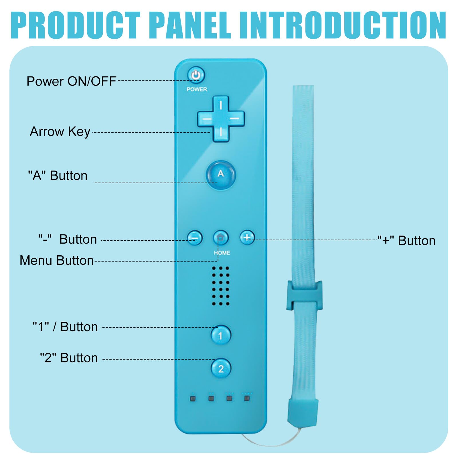 BAIFULAI Lot de 2 manettes Wii, télécommande Wii avec étui en silicone et dragonne, manette de jeu Wii, télécommande Wii pour Wii et Wii U Host (rouge + bleu clair)