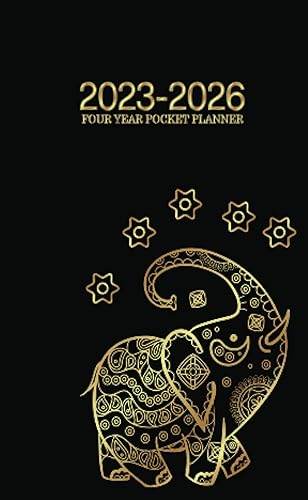 2023-2026 Four Year Pocket Planner 4 Year Pocket Agenda 2023, 2024, 2025, 2026, 48 Months Self Management and Personal Growth, Elephant Cover