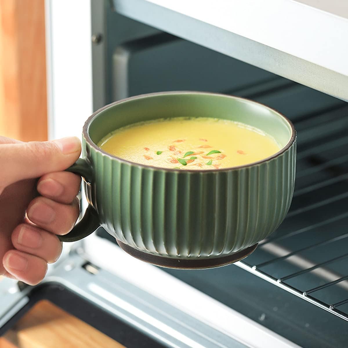 Ceramiczne kubki do kawy Kubek emaliowany, kubek kempingowy, kubek dekoracyjny, herbata, płatki zbożowe, kakao, gorąca czekolada, mleko, kubek z uchwytem, ​​400 ml, 1 sztuka(Beige)
