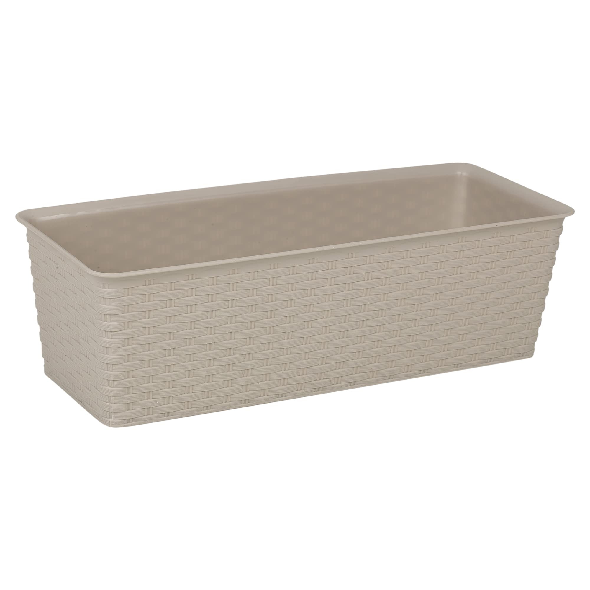 Urbnliving Mocca Rattan Design Elegant Tall Plant Pot Flower Indoor Outdoor Garden Planters (Beige, Rectangle Planter ]) Small