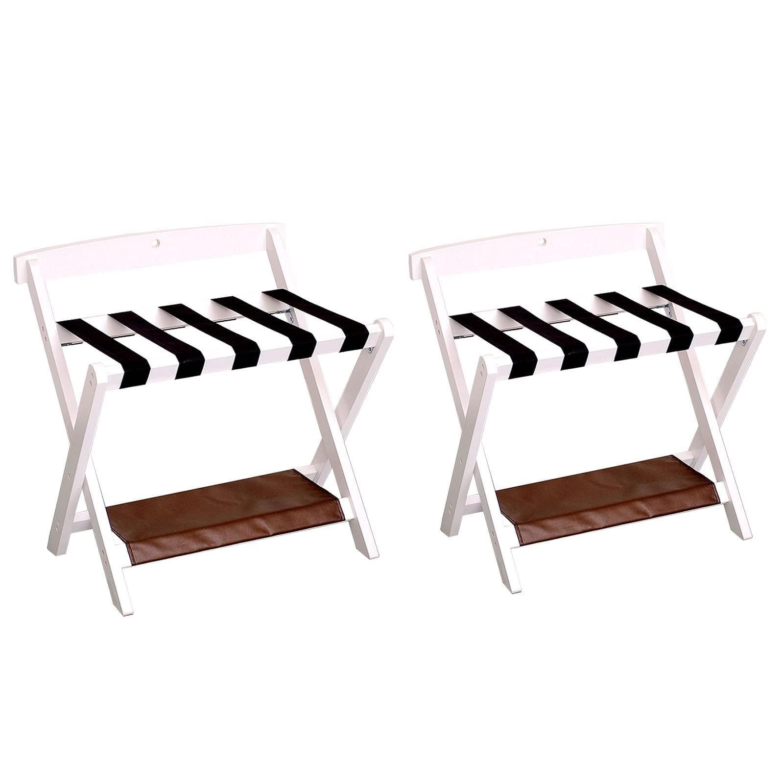 Porte-bagages en bois massif lot de 2 blancs avec dossier