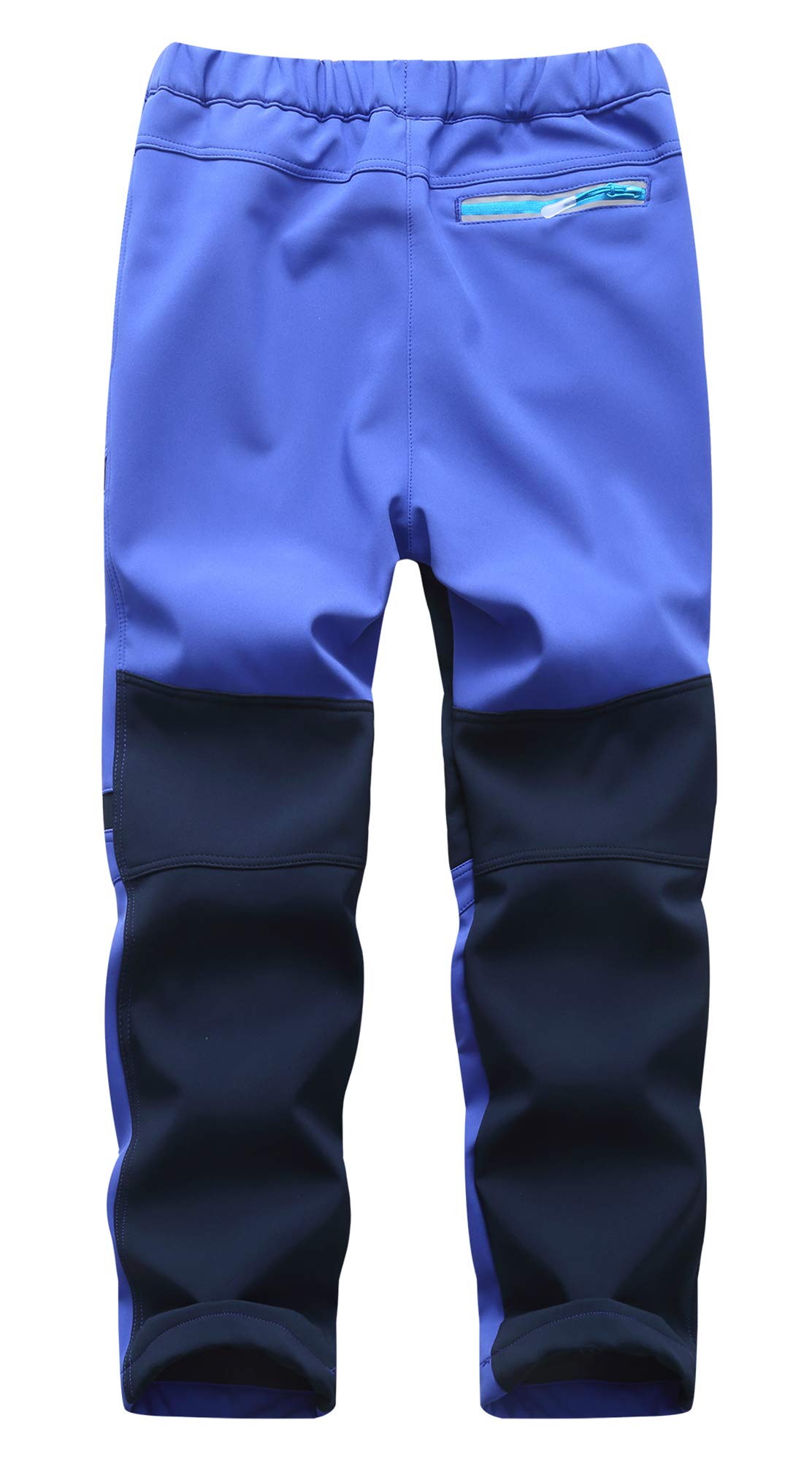 Pantalones de senderismo con forro softshell para niños, impermeables, transpirables, cálidos, con rayas reflectantes para niños y niñas (azul oscuro, S)
