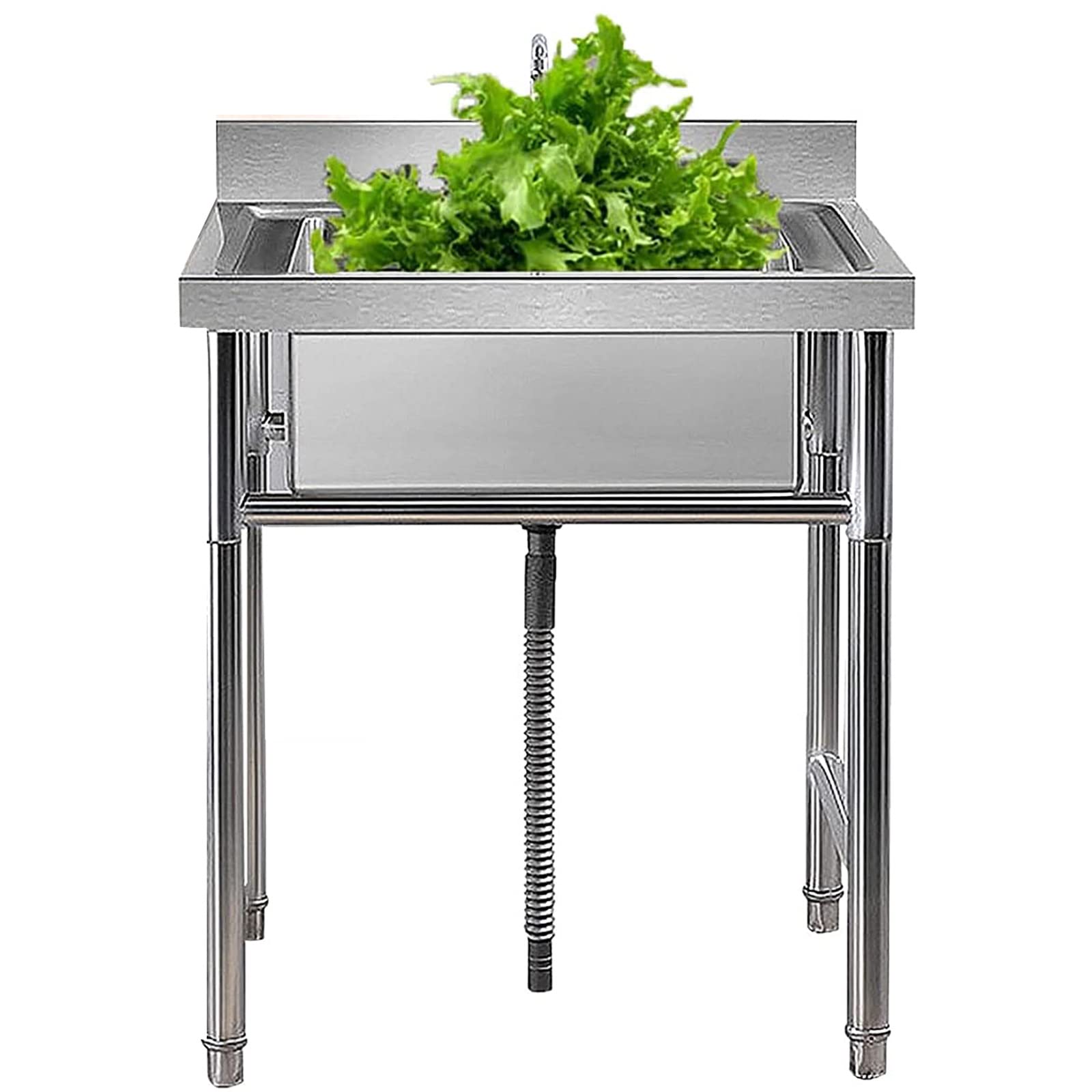 JATIBOSH Standalone Single Bowl Stainless Steel Sink Undermount Workstation Kitchen Sink Utility Sink Commercial Restaurant Sink Top Mount Bar Sink with Faucet and Drain Stand Mount