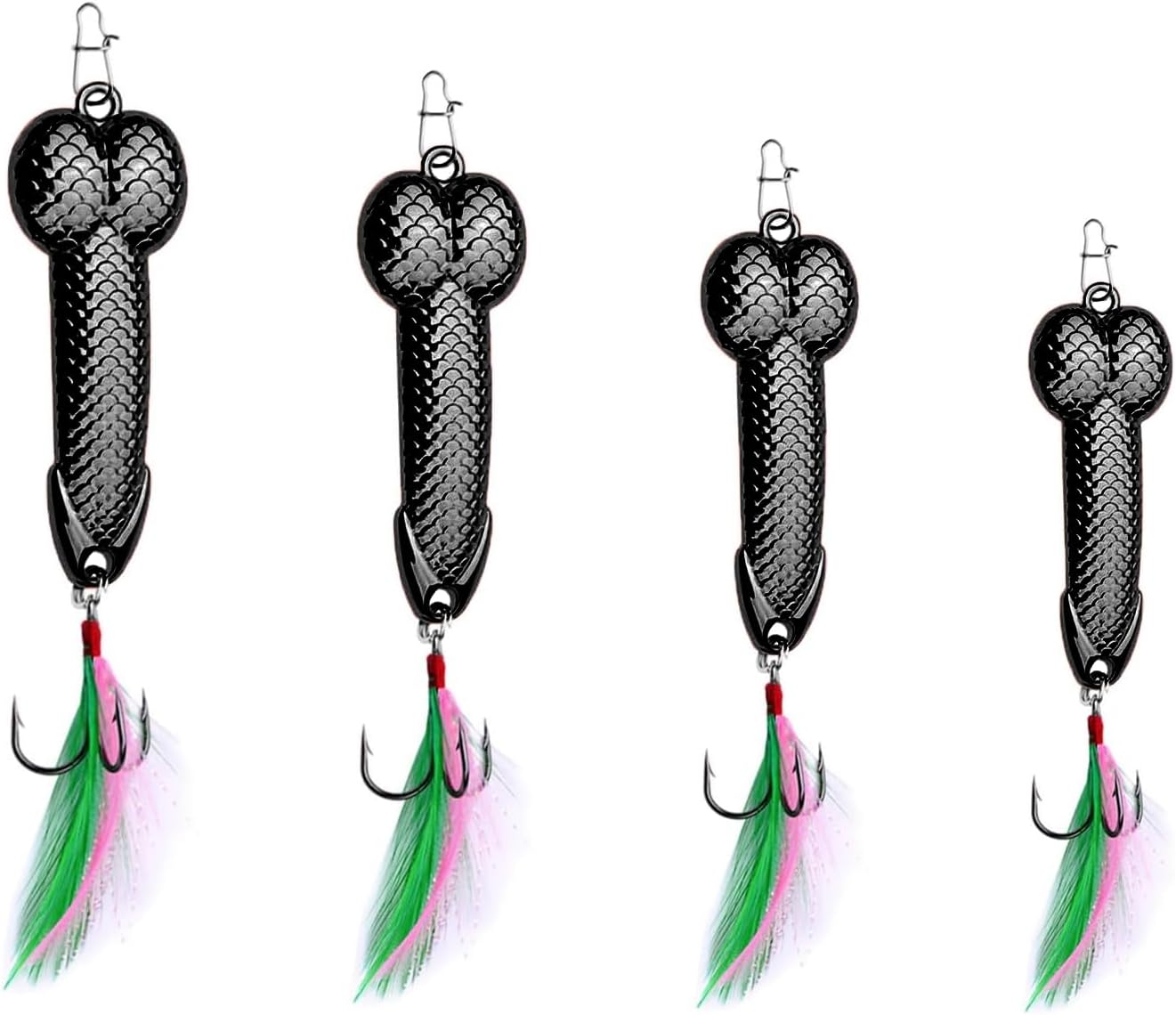 Gag Fishing Lures Set Metal Luminous Sequin Spoons Funny Top Water Bass Fishing Lures Fishermen Gear Spinner Baits Freshwater Saltwater Equipment Fishing Hook for Fishing Lover Men