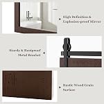 Tangkula Rustic Farmhouse Wall Mirror, 22 x 30 Inch, Barn Door Style with Wood Frame & Metal Bracket, Wall-Mounted Decorative Mirror for Bathroom, Living Room, Entryway