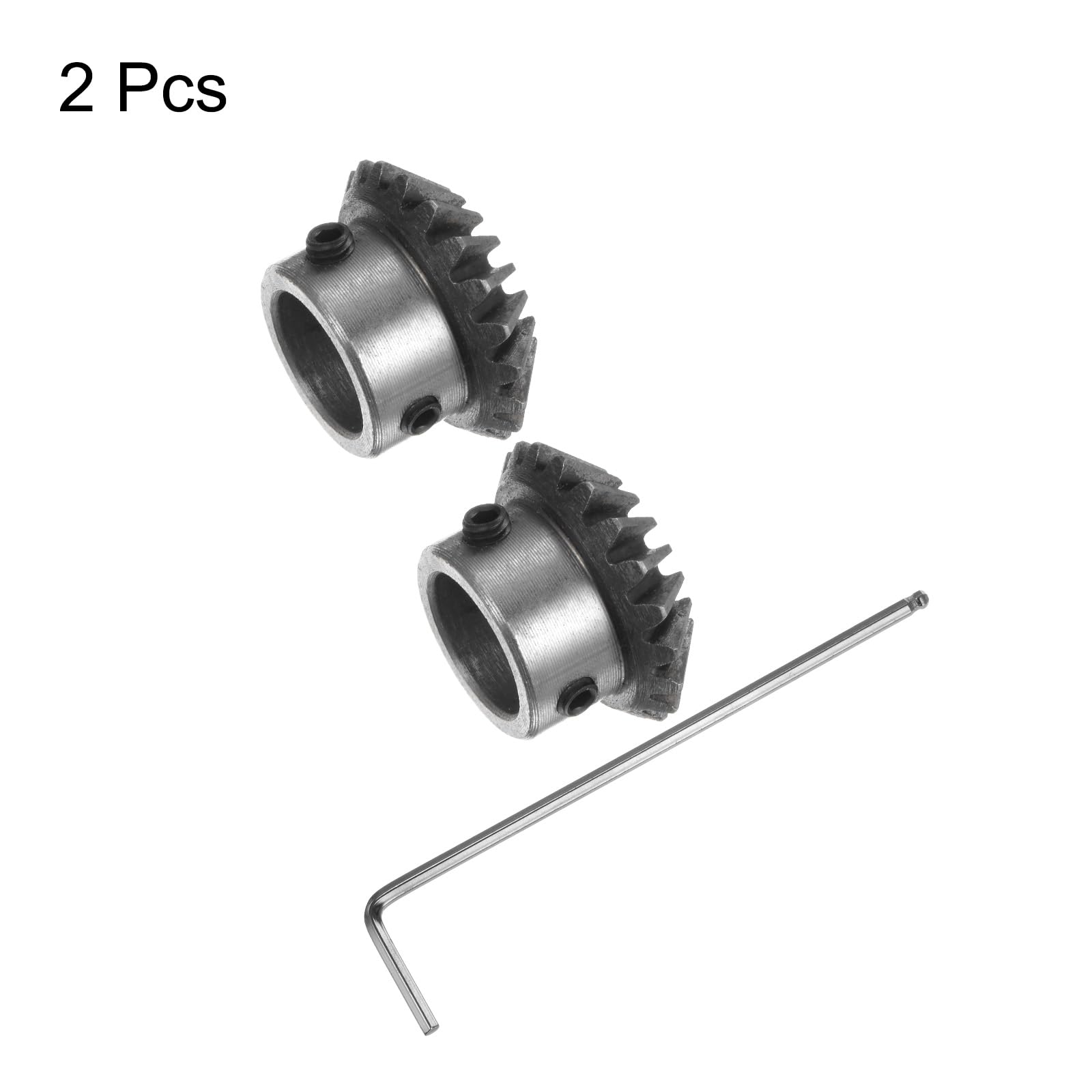 sourcing map 2uds Bisel Engranaje 1.5M 20 Dientes 16mm Eje Agujero 1:1 Cónico Bisel Piñón Engranaje 45# Acero 1.5 Módulo 90 Grados Dirección Engranaje con M5 Arreglando Agujero
