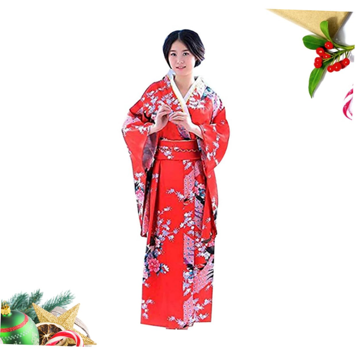 BESPORTBLE Kimono Japonés Mujer Bata Kimono Japonés Diseño Pieza Banda de Amarre Material Simulado de Seda y Cómodo para Dormir y Fiestas Xl
