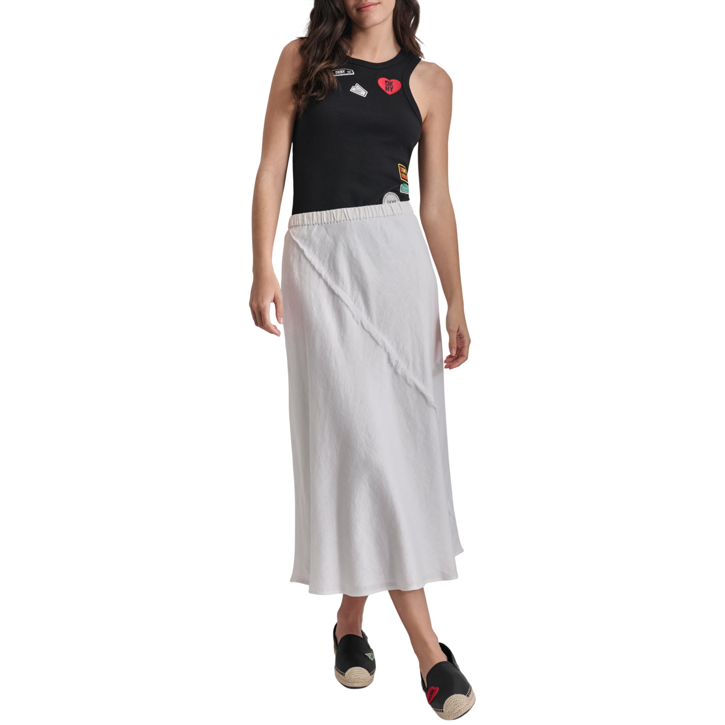 DKNY Lightweight Linen Midi Skirt Falda Mujer (Pack de 1)
