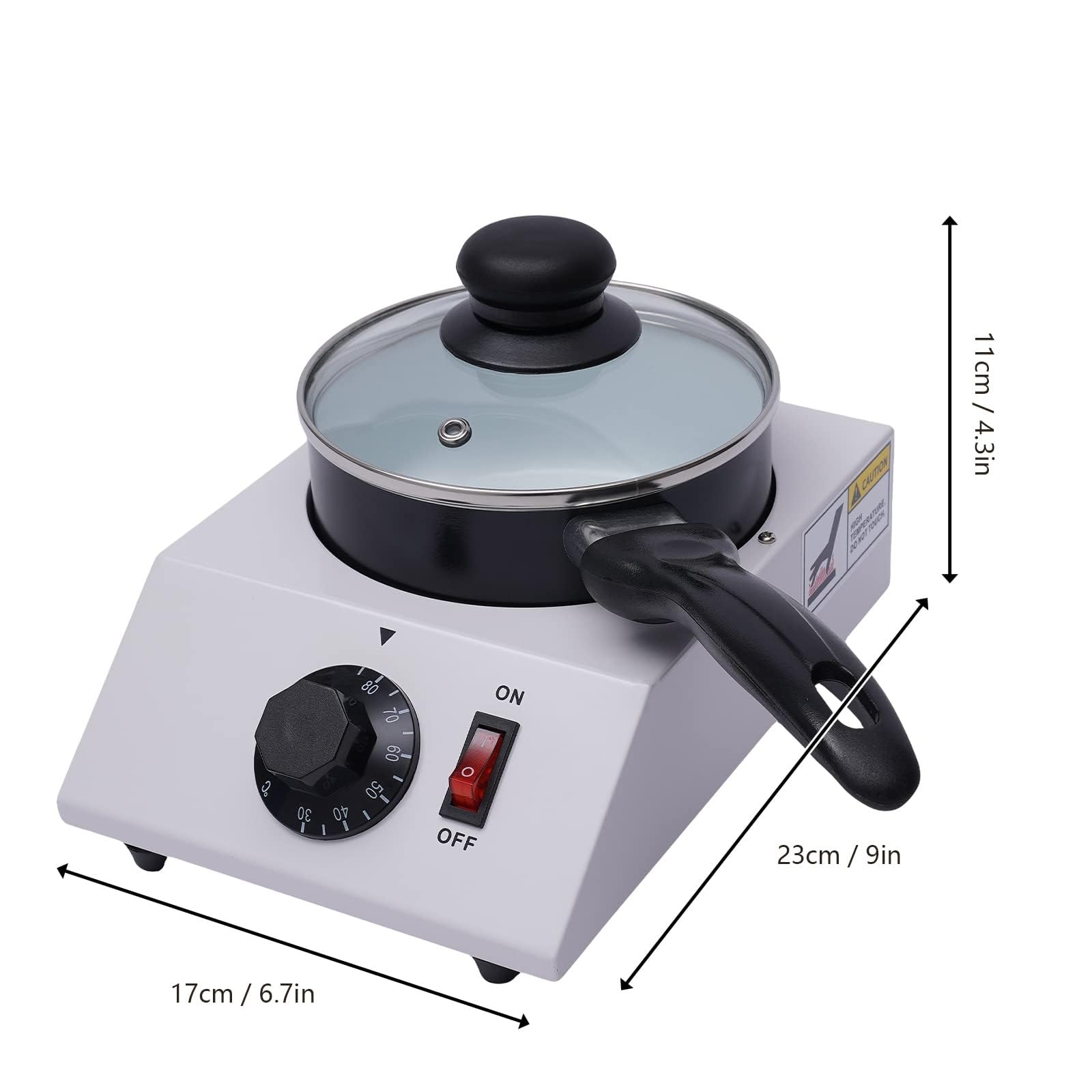 Machine à Tempérer & Fondre le Chocolat 40W, Fondu Électrique de Bureau 30-85°C Marmite Aluminium Anti-adhésive avec Couvercle & Poignée pour Pâtisserie Maison, Café & Traiteur