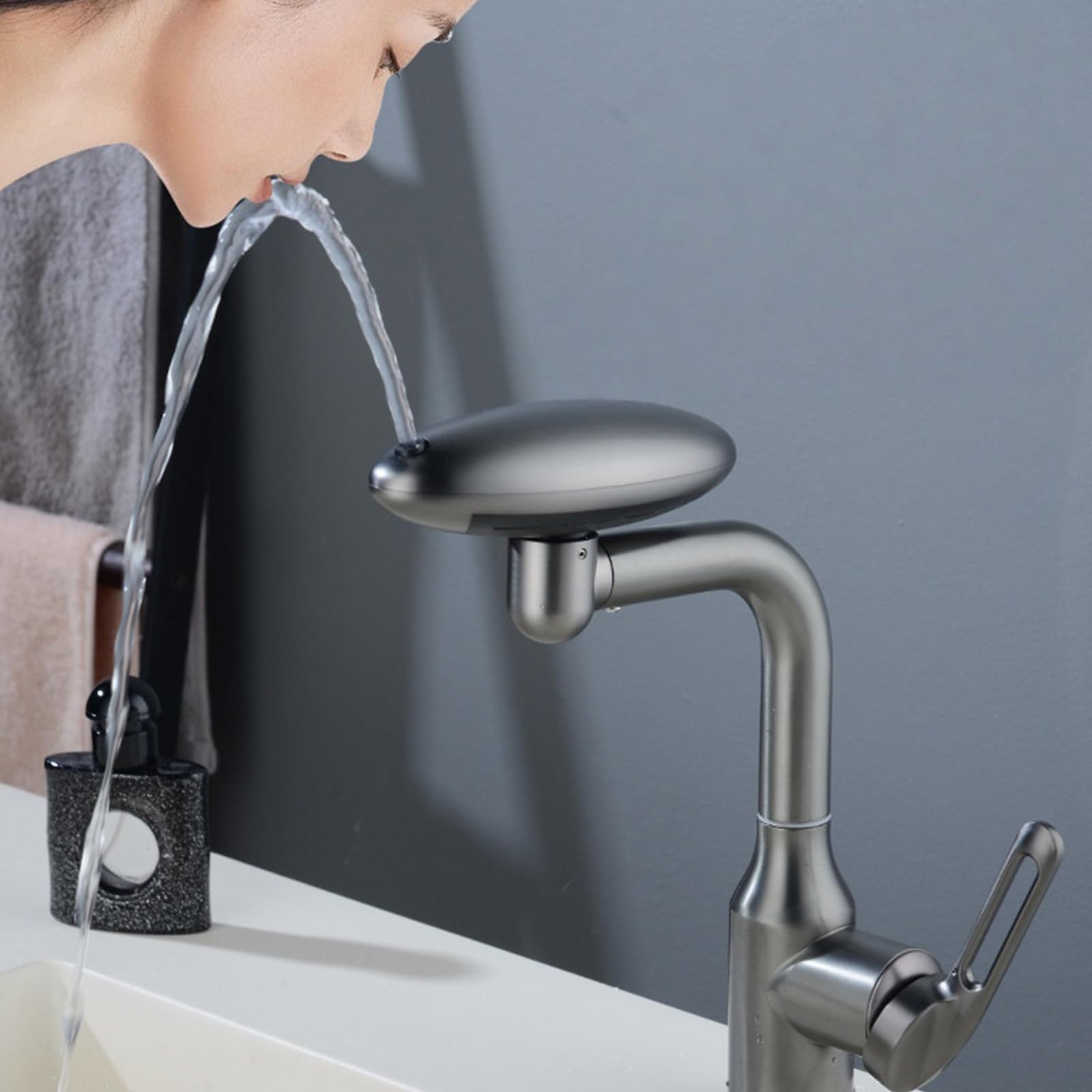 Generisch Wasserflussregler, Wasserhahnverlängerung, Metall, 360-Grad Scharnierbewegung, schnelle Installation, Badezimmer Waschbeckendüse, wassersparend, multifunktionaler Wasserhahn, drehbarer Arm
