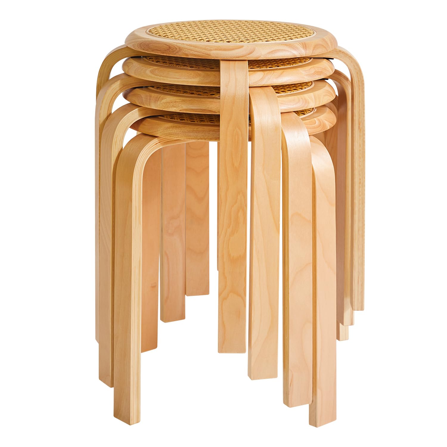 IBUYKE Superficie de la Silla de Rata Set de 4 Plantillas de Comedor, Silla de Madera con Estera Antideslizante, Plantillas para Clases, su Cocina, su Comedor o casa-Pub-área Naturaleza RF-753-4