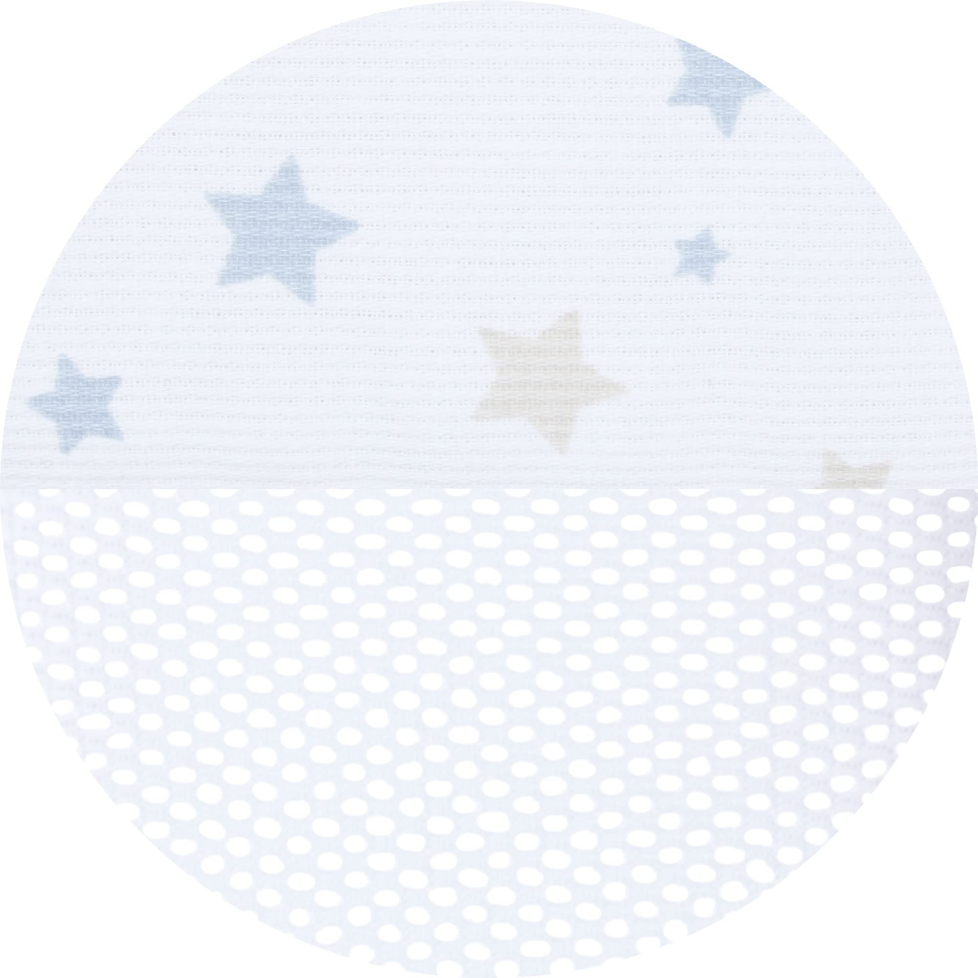 babybay Tour de Lit en Maille-Piqué Convient pour Modèle Maxi Boxspring Comfort/Comfort Plus Blanc avec Mélange d'Étoiles Sable/Bleu Ciel 1 Unité 160891