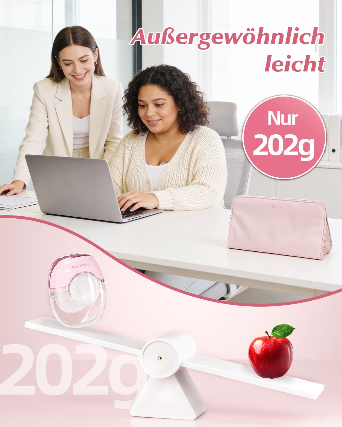 KISSBOBO Milchpumpe Elektrisch freihändig, tragbar, 3 Modi 8 Stufen | 50mm ultra dünn, leise und tragbar für diskretes Abpumpen zu Hause oder unterwegs(Beige 2Stück)