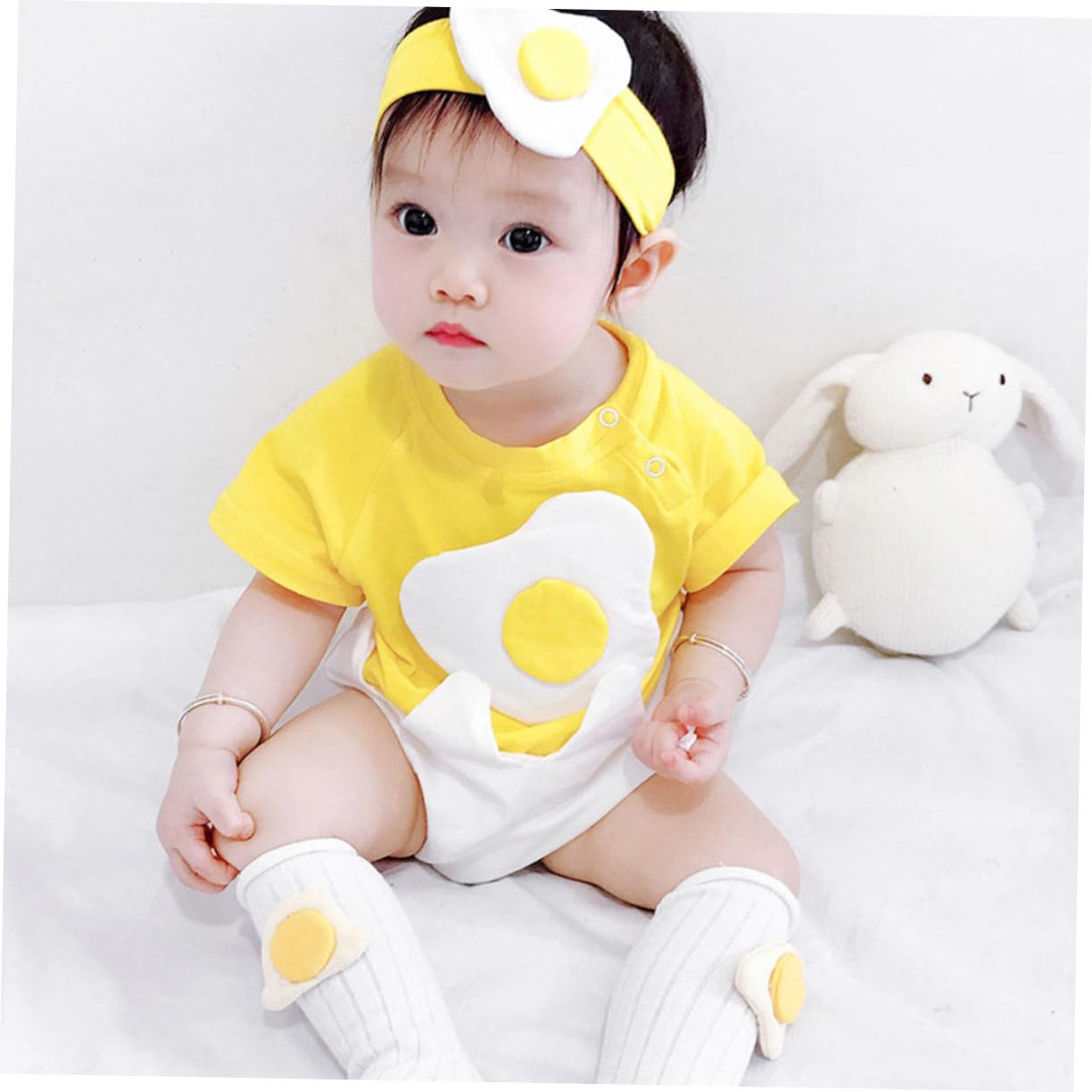 BESTYASH Mameluco Del Bebé Del Huevo Lana Saltador Cosas De Bebe Para Recien Nacido Traje De Niña De Halloween Pequeño Mono Chico Traje De Sesión De Fotos De Niña Yellow Algodón