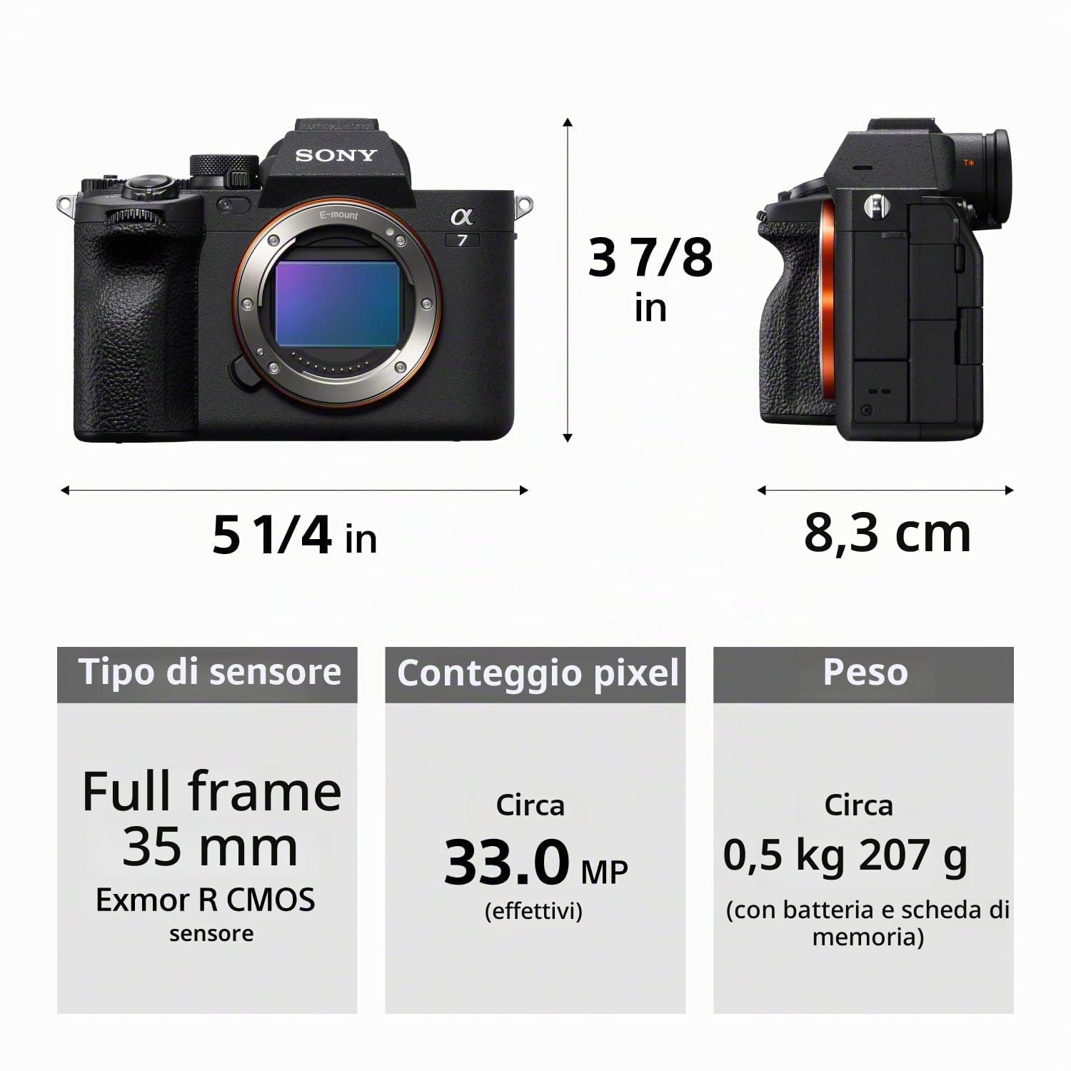 Sony Alpha 7 IV – 33 MP Fotocamera mirrorless full frame, autofocus in tempo reale, 10 fps, video 4K 60p, touchscreen, funzioni professionali per foto e video