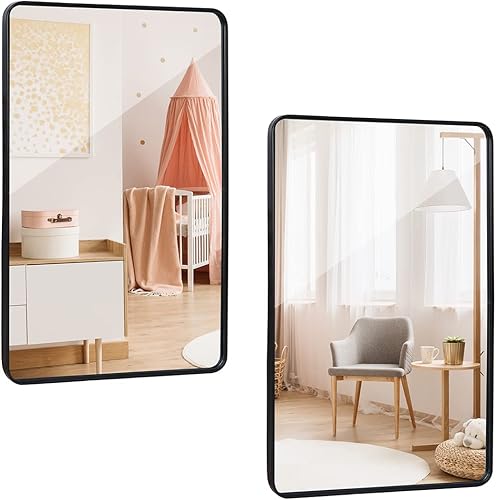 ZenStyle Paquete de 2 espejos de pared rectangulares con marco de metal negro de 24 x 36 pulgadas espejo de baño con borde pico para entradas salas ZenStyle Paquete de 2 espejos de pared rectangulares con marco de metal negro de 24 x 36 pulgadas espejo de baño con borde pico para entradas salas